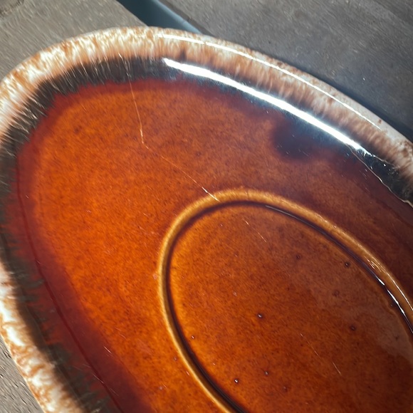 Vintage Hull Server & Dip Bowl. MCM, Ceramics, Brown Drip Glaze, Retro - Picture 4 of 4